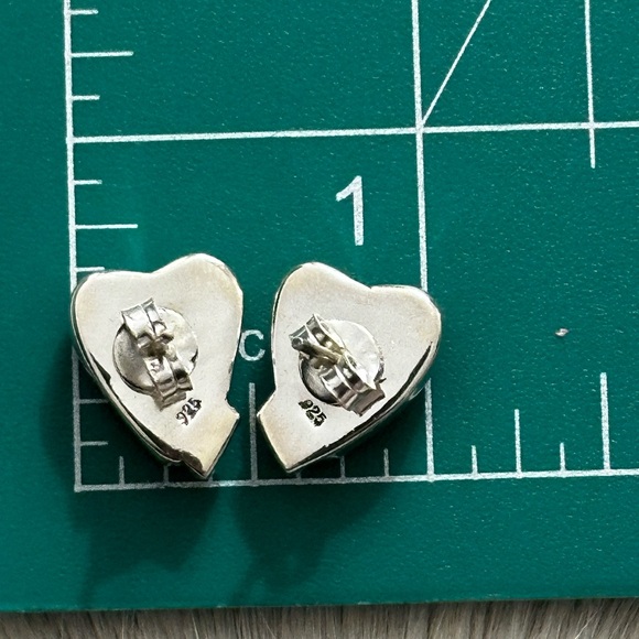 Sonoran Gold Turquoise Heart Sterling Silver Earrings - Picture 2 of 7